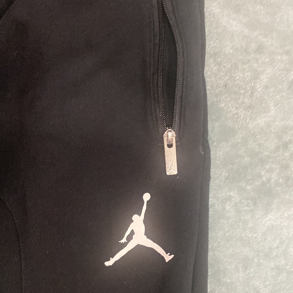 Nike Jordan black sweat pants size 10-12: 2 side zip up pockets, one back pocket - Picture 2 of 7